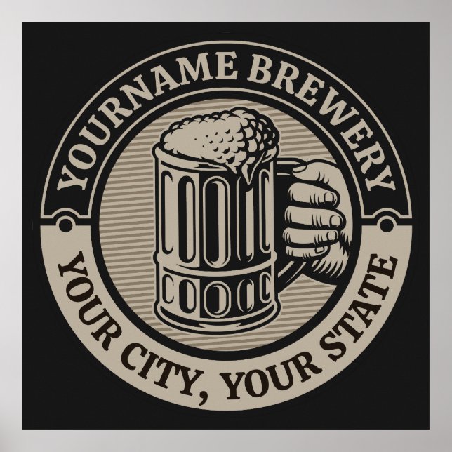 Bierbrauerei Personalisiert NAME Brauerei Big Tass Poster (Vorne)
