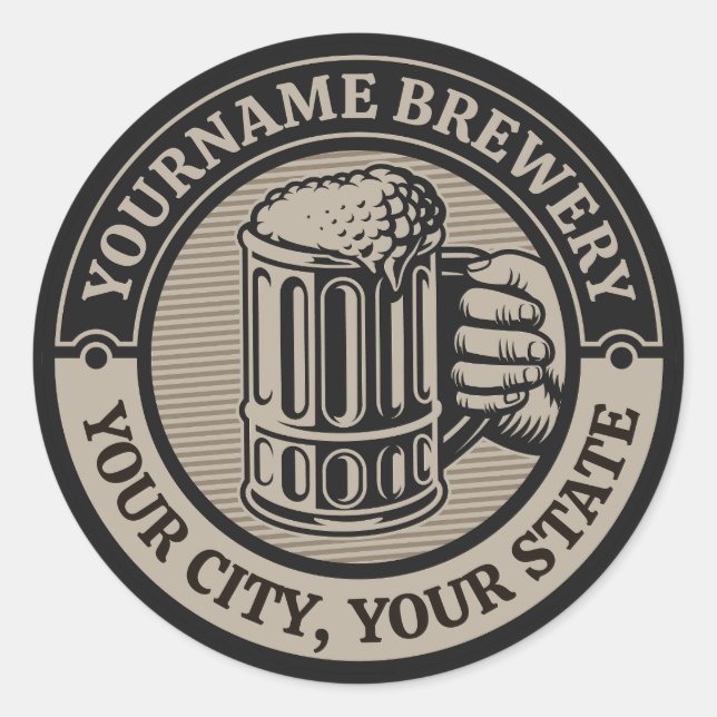 Bierbrauerei Personalisiert NAME Brauerei Big Tass Runder Aufkleber (Vorderseite)