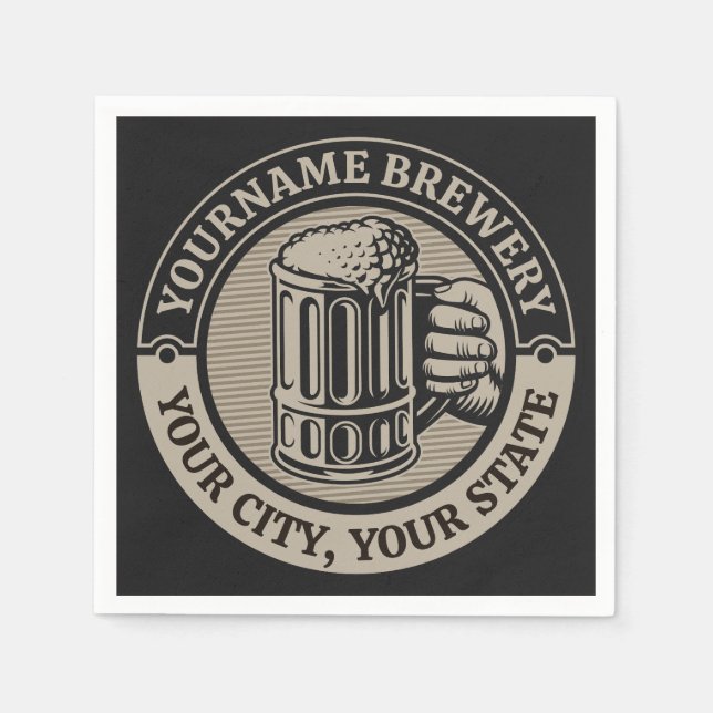 Bierbrauerei Personalisiert NAME Brauerei Big Tass Serviette (Vorderseite)