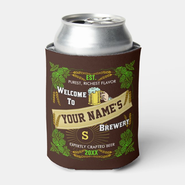 Bierbrauereien und Gerste Willkommen: Personalisie Dosenkühler (Kanne Vorderseite)