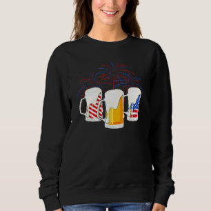 Bierbrille 4. Juli Roter Weißer Wein Feuer Sweatshirt
