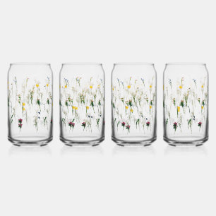 Bierbrille, Tasse & Steine Blumenmuster Dosenglas