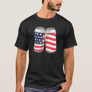 Bierdosen Amerikanische Flagge 4. Juli Männer Frau T-Shirt