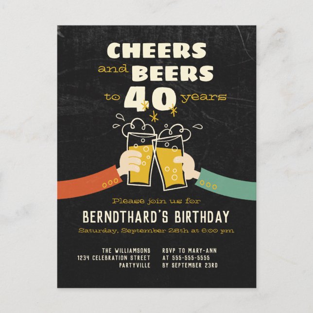 Biere bis 30 Jahre Retro-Einladung Postkarte (Vorderseite)