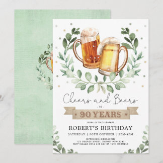 Biere bis 90 Jahre Erwachsene zum Geburtstag Einladung