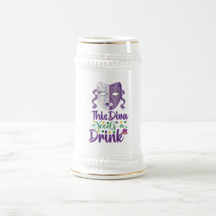 Bière Cette Diva a Besoin d'un Verre Mardi Gras Chope à 