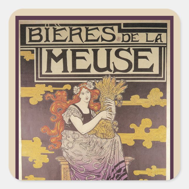 Biere de la Meuse von Marc Auguste Bastard Quadratischer Aufkleber (Vorderseite)