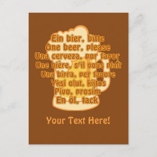 BIÈRE en langues carte postale personnalisée