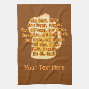 BIÈRE en langues serviette de cuisine personnalisé