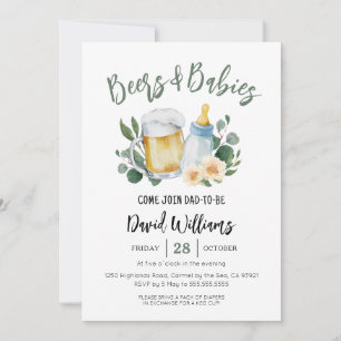 Bière et bébé Baby shower vert Invitation