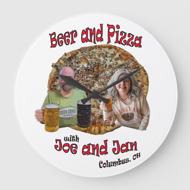 Bière et pizza avec Joe et Jan - Horloge murale (Recto)