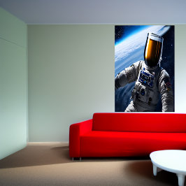 Bière froide en costume spatial | AI Art Poster