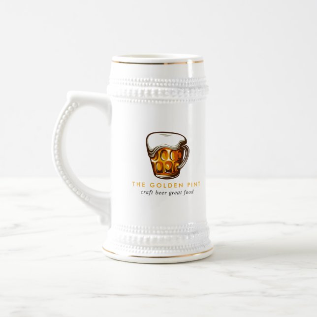 Bière Mug Logo Brasserie Bar Business Stein (Gauche)