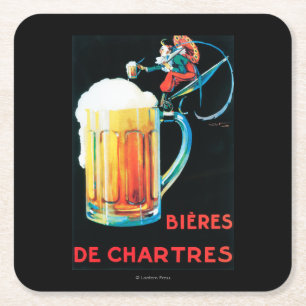 Biere von Chartres Werbeplakat Rechteckiger Pappuntersetzer