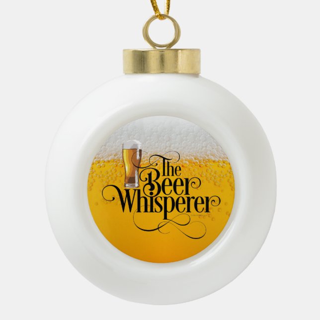 Bière Whisperer Céramique Ball Ornement de Noël (Devant)