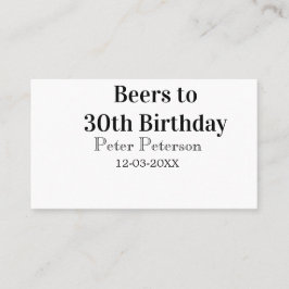 Biere zum 30. Geburtstag Name Datum Mann stilvollE Visitenkarte