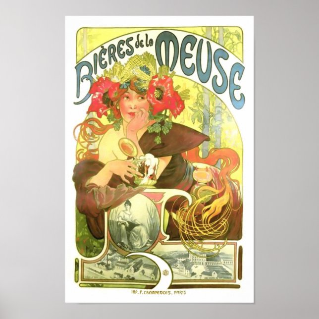 Bières de la Meuse, Alphonse Mucha Poster (Vorne)