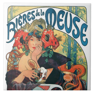Bieres de la Meuse, Mucha Keramik Tile Fliese
