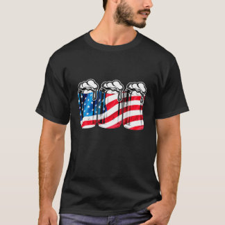Bierfahne 4. Juli Männer Frauen Merica USA T-Shirt