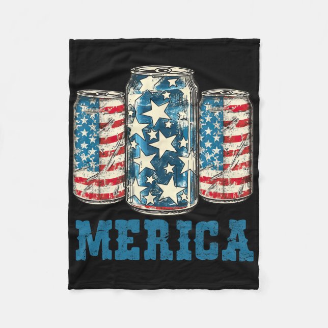 Bierfahne Funny 4. Juli Merica Usa Dr. Fleecedecke (Vorderseite)