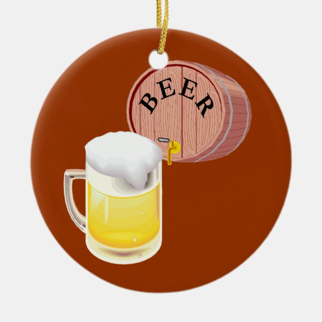 Bierfaß und Bier Stein Keramik Ornament (Vorne)