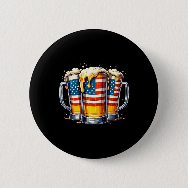 Bierflagge 4. Juli Männer Frauen trinken Button (Vorderseite)