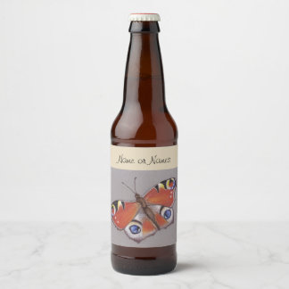 Bierflasche-Etikett mit Peacock Butterfly-Design Bierflaschenetikett
