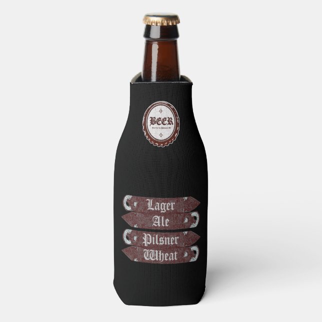 Bierflasche/Flaschenöffner grau/weiß Flaschenkühler (Flaschenvorderseite)