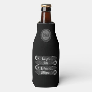 Bierflasche/Flaschenöffner grau/weiß Flaschenkühler