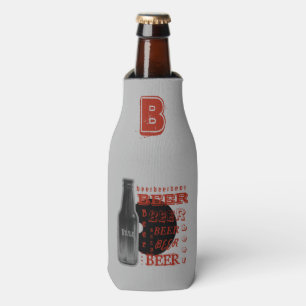 Bierflasche Multi-Text grau/Schwarzes/Orange Flaschenkühler