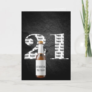 Bierflasche zum 21. Geburtstag Karte