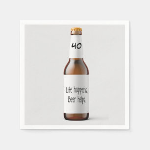 Bierflasche zum 40. Party Serviette