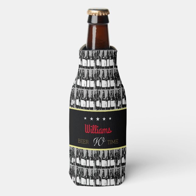 Bierflaschen mit schwarzem Etikett Flaschenkühler (Flaschenvorderseite)