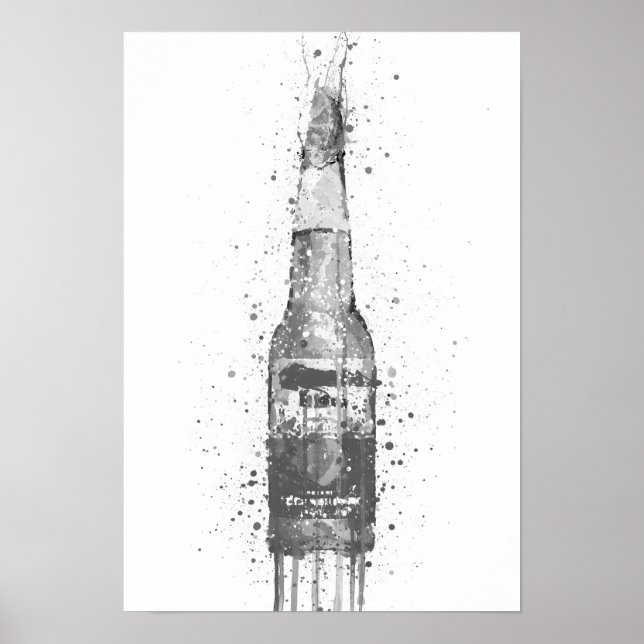 Bierflaschen-Wandkunst-Druck 'Lime' Grau  Poster (Vorne)