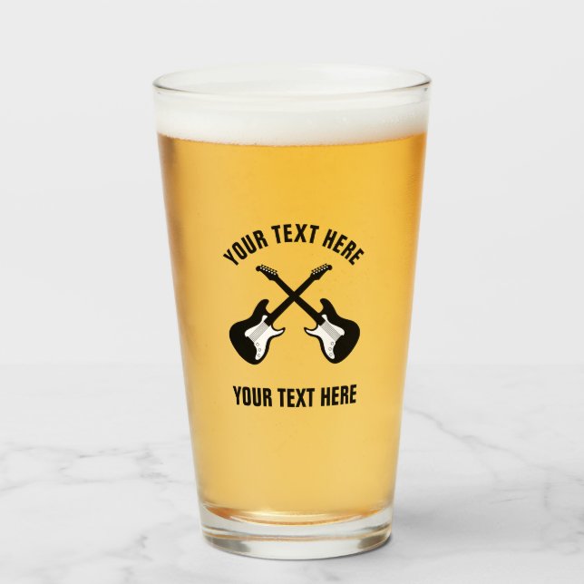 Biergläser mit elektrischem Gitarrenlogo Glas (Vorne (Gefüllt))