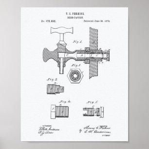 Bierhahn 1876 Patent Kunst Weiß Papier Poster