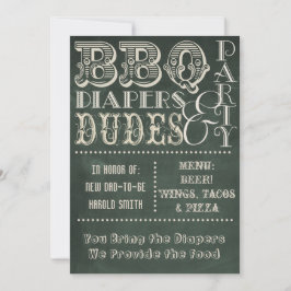 Bierkappen und TYPEN Babydusche Einladung