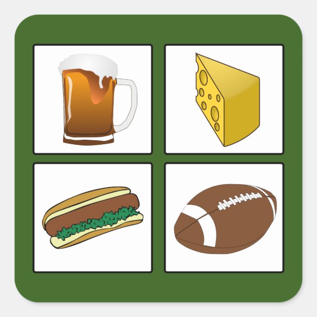 Bierkäse Brats Football Wisconsin Aufkleber (Vorderseite)