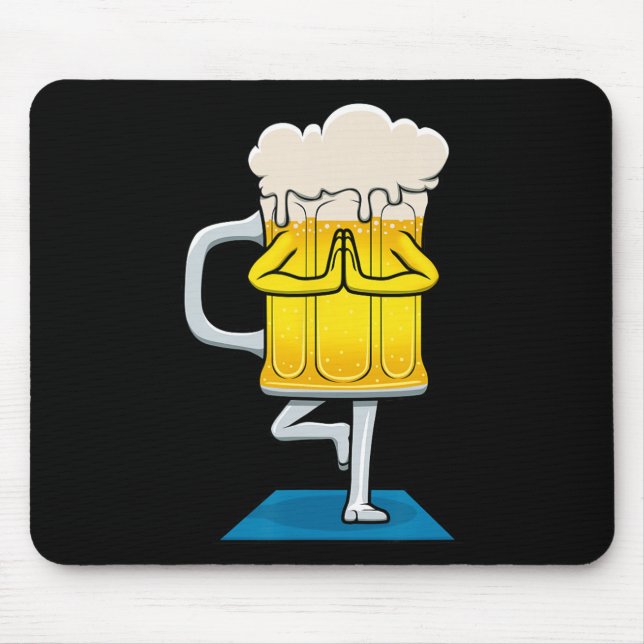 Bierkrug beim Yoga  Mousepad (Vorne)