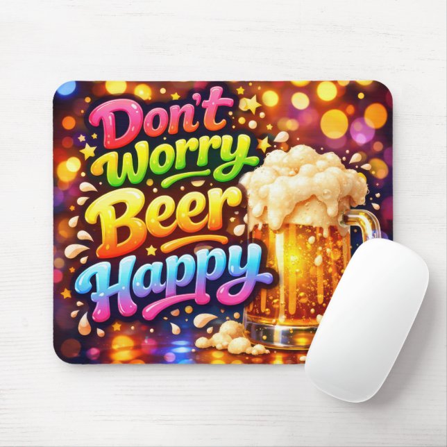 Bierkrug mit lustigem Neon-Spruch Mousepad (Mit Mouse)