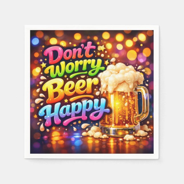 Bierkrug mit Neon-Regenbogen-Zitat Serviette (Vorderseite)