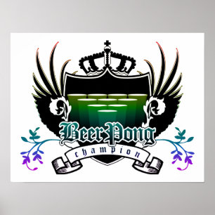 Bierpong-Champion für königliches Wappen Poster