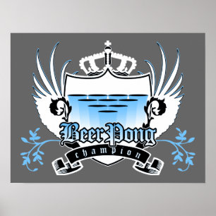 Bierpong-Champion für königliches Wappen Poster