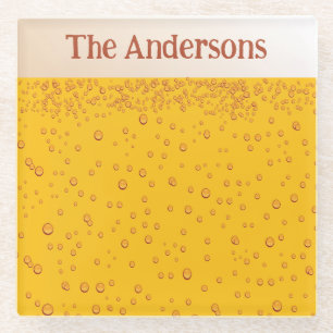 Bierschaum und Bläschen Individuelle Name Glasuntersetzer