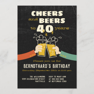 Biersorten bis 40 Jahre Retro-Cartoon Einladung