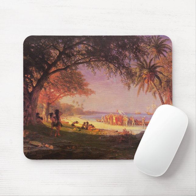 Bierstadt Albert, The Landing of Columbus Mousepad (Mit Mouse)