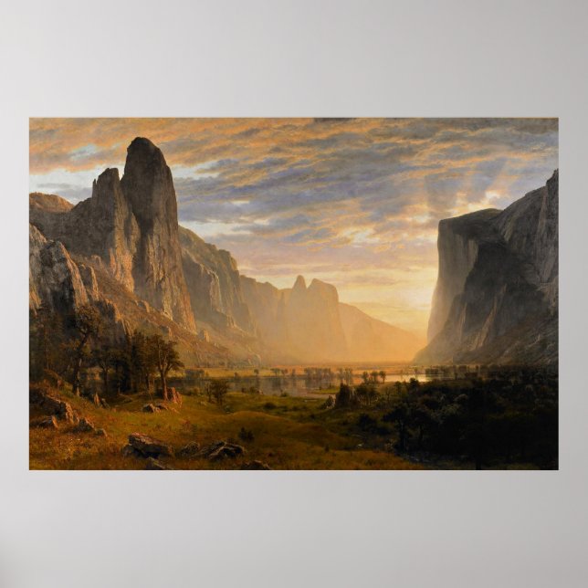 Bierstadt - Blick hinunter ins Yosemite-Tal, schön Poster (Vorne)