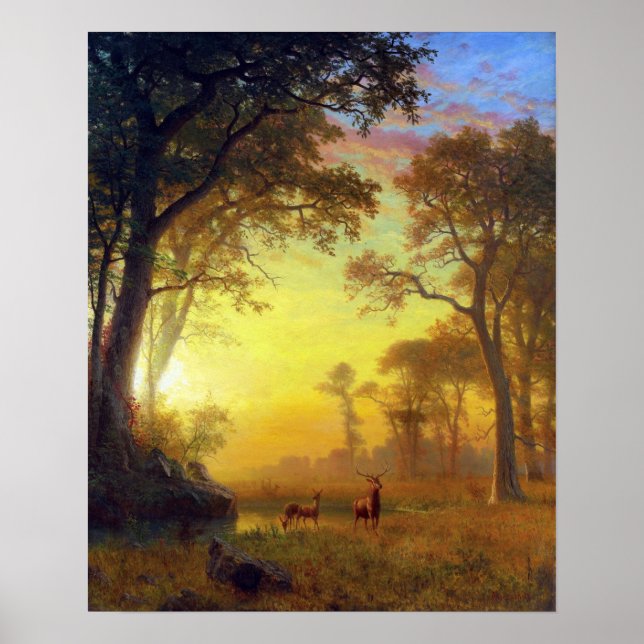 Bierstadt - Licht im Wald Poster (Vorne)