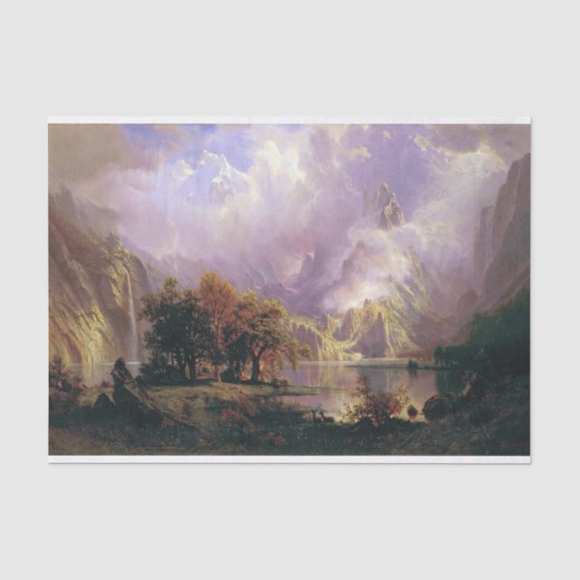 Bierstadt Rocky Mountain Landschaftsbild Malerei Seidenpapier (Vorderseite)