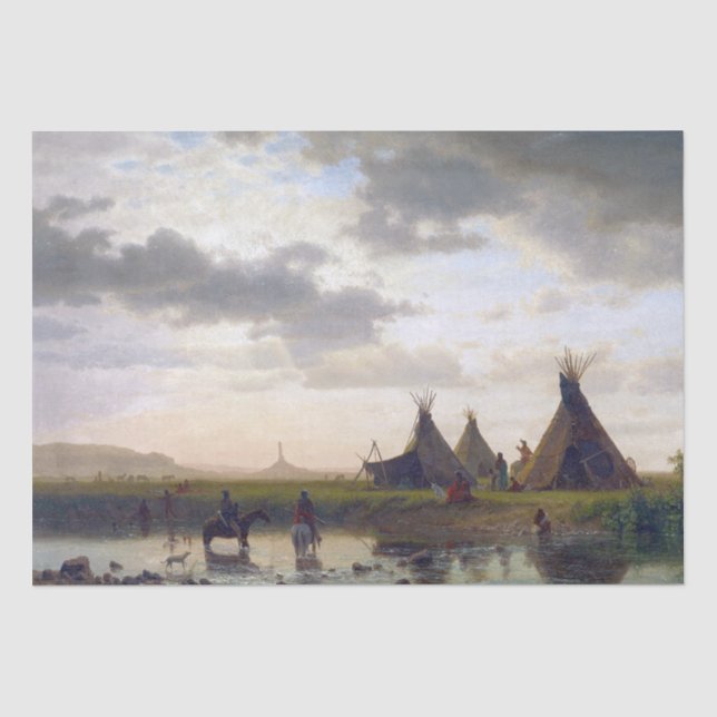 Bierstadt Sioux Village Amerikanischen Ureinwohner Seidenpapier (Vorderseite)